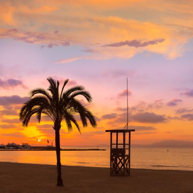Mayorka El Arenal sarenal beach günbatımı Palma yakınındaki