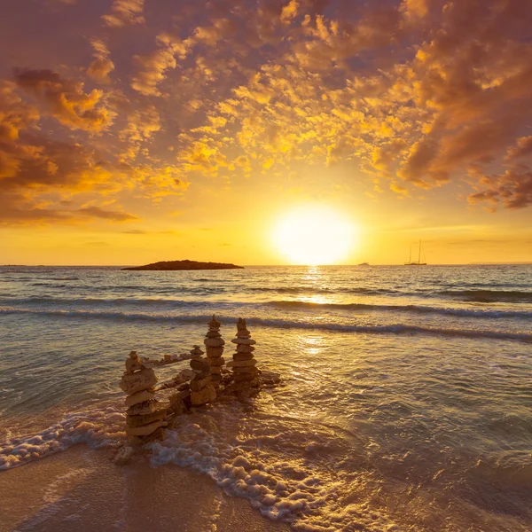 Campos Es Trenc strandjától, Mallorca naplemente — Stock Fotó