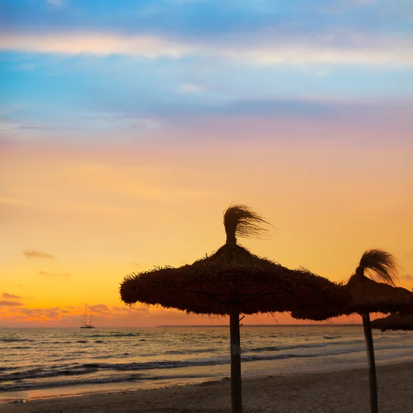 Maiorca pôr do sol em Es Trenc praia em Campos — Fotografia de Stock