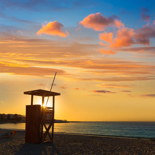 Майорка захід сонця на пляжі ЕС-Trenc в Кампос — стокове фото