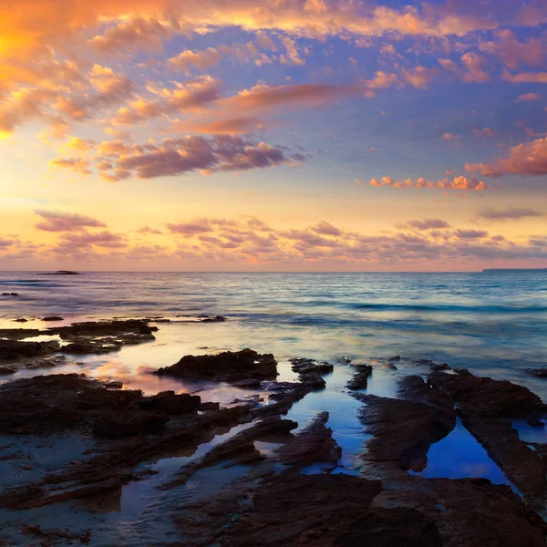 Maiorca pôr do sol em Es Trenc praia em Campos — Fotografia de Stock
