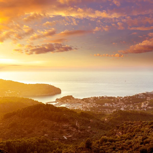 Port de Soller naplemente, Mallorca, Baleári-szigetek — Stock Fotó