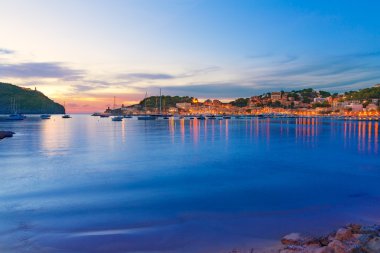 Port de Soller sunset in Majorca at Balearic island clipart
