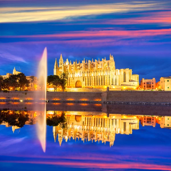 Palma de Mallorca kathedraal Seu zonsondergang Mallorca — Stockfoto
