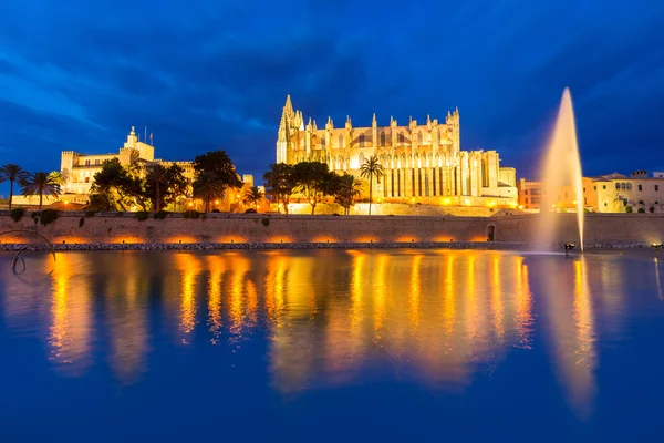 Palma de Mallorca kathedraal Seu zonsondergang Mallorca — Stockfoto