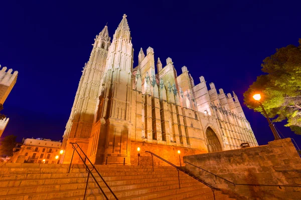 Palma de Mallorca Cattedrale Seu tramonto Maiorca — Foto Stock