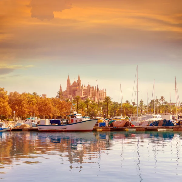 Palma de Mallorca zeehaven marina Mallorca kathedraal — Stockfoto