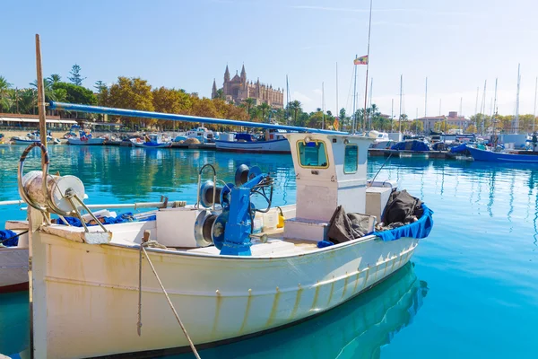 Μαρίνα λιμάνι Πάλμα ντε Μαγιόρκα καθεδρικός ναός Μαγιόρκας — Φωτογραφία Αρχείου