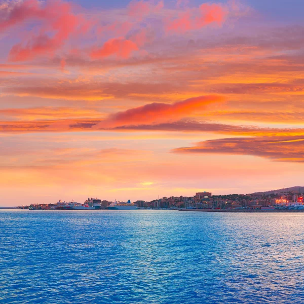 Palma de mallorca Sonnenuntergang im Hafen von Mallorca — Stockfoto