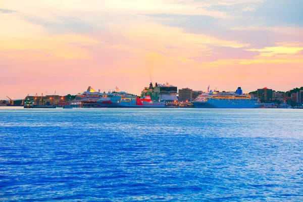 Sunset in Palma de Majorca port in Mallorca — Stock Photo, Image