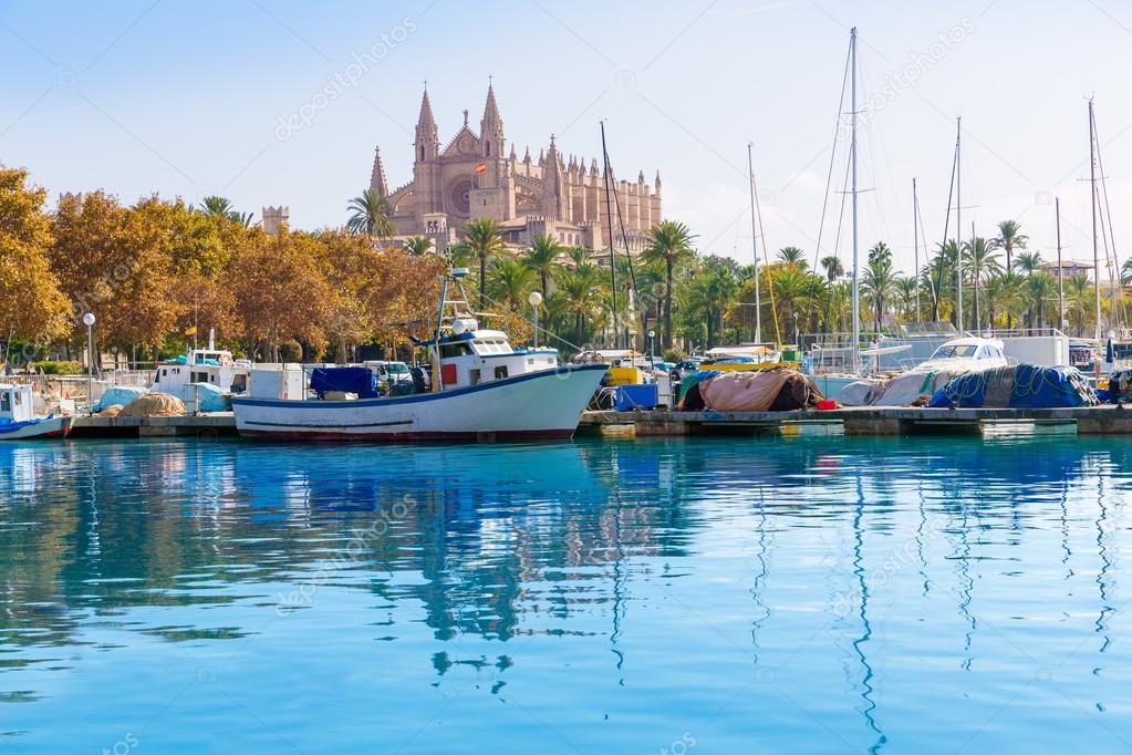 Palma de Mallorca port marina Majorca Cathedral