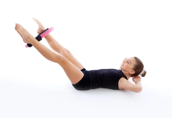 Fitness pilates yoga ring çocuk kızı egzersiz egzersiz — Stok fotoğraf