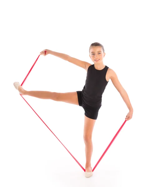 Fitness gummi resistance band kid flicka motion — Stockfoto