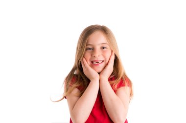 blond indented girl surprised gesture hands in face clipart