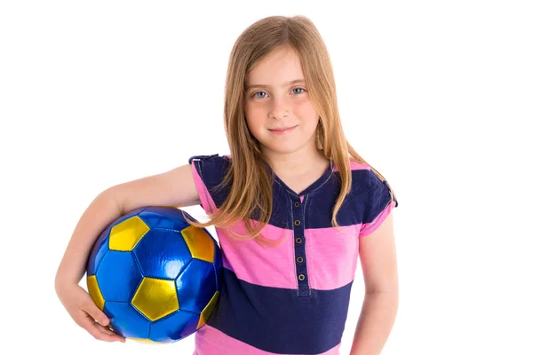 Football soccer enfant fille heureux joueur avec ballon — Photo