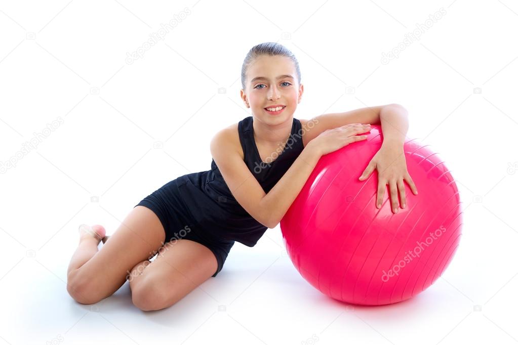 Fitness fitball swiss ball kid girl exercise workout