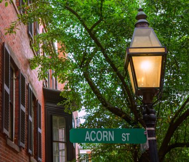Meşe palamudu sokak Beacon Hill Arnavut kaldırımlı Boston