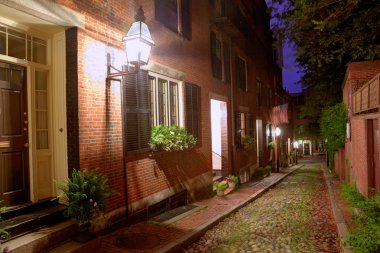 Meşe palamudu sokak Beacon Hill Arnavut kaldırımlı Boston