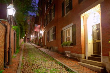 Meşe palamudu sokak Beacon Hill Arnavut kaldırımlı Boston