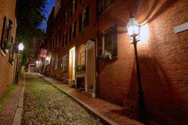 Meşe palamudu sokak Beacon Hill Arnavut kaldırımlı Boston