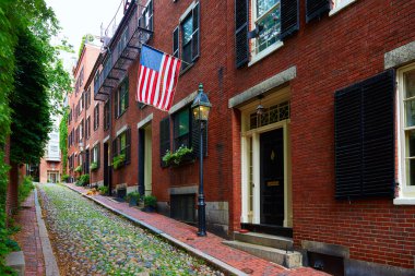 Meşe palamudu sokak Beacon Hill Arnavut kaldırımlı Boston