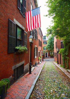 Meşe palamudu sokak Beacon Hill Arnavut kaldırımlı Boston