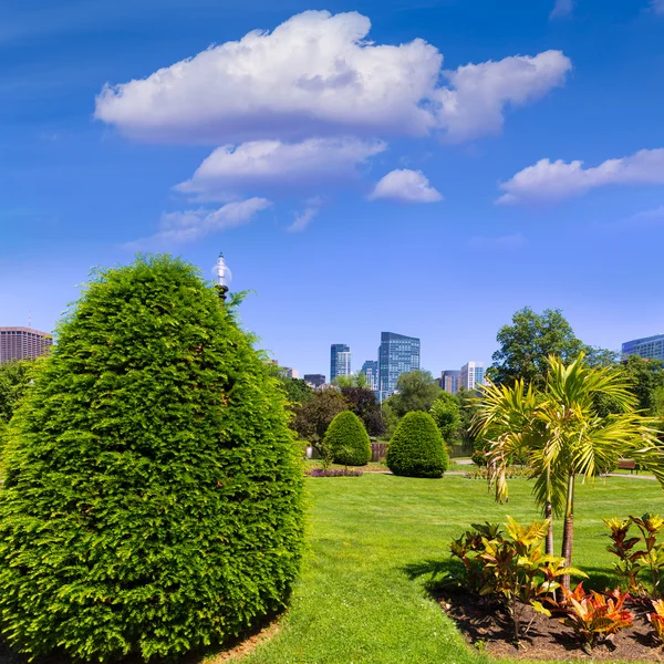 Boston Common park zahrady a panorama — Stock fotografie