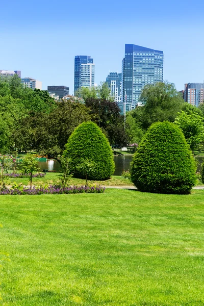 Boston Common park zahrady a panorama — Stock fotografie