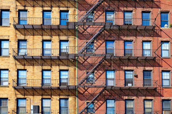 Boston fachadas de construção de parede de tijolo tradicional — Fotografia de Stock