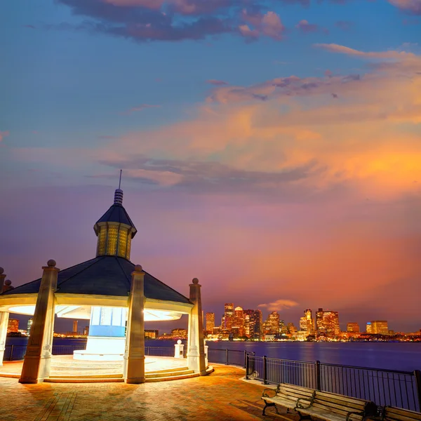 Skyline de Boston al atardecer Piers Park Massachusetts —  Fotos de Stock
