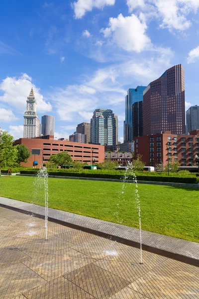 Boston North End Park ve slkyline Massachusetts — Stok fotoğraf