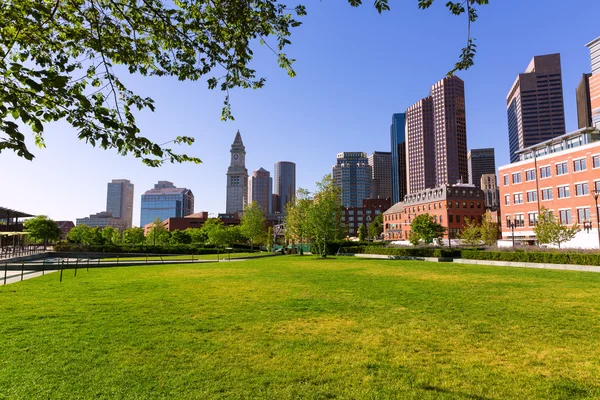 Boston North End Park e Slkyline Massachusetts — Foto Stock