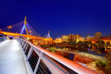 Boston Zakim köprü günbatımı Massachusetts