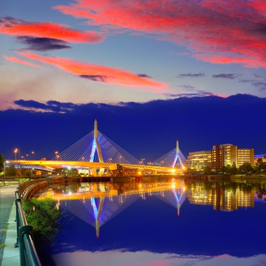 Boston Zakim köprü günbatımı Massachusetts