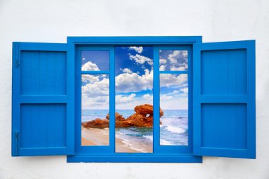 Mojacar Beach mavi pencere görünümünden Almeria