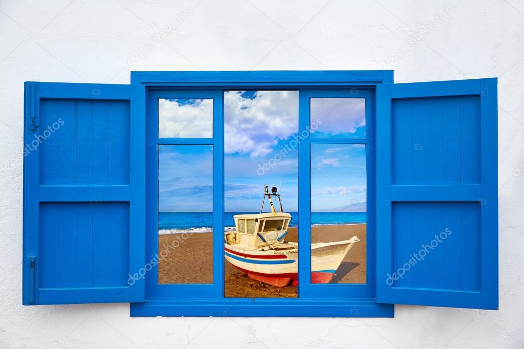 Almeria view from window of Cabo de Gata beach