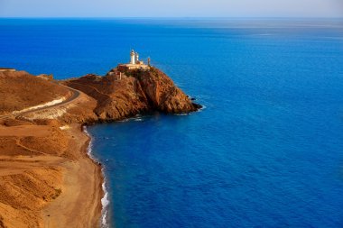 Almeria Cabo de Gata deniz feneri Akdeniz İspanya