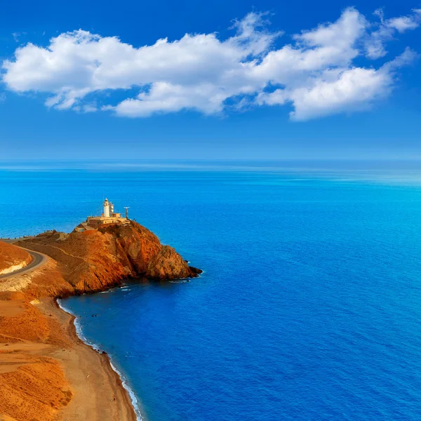 Almeria Cabo de Gata západu slunce maják ve Španělsku — Stock fotografie