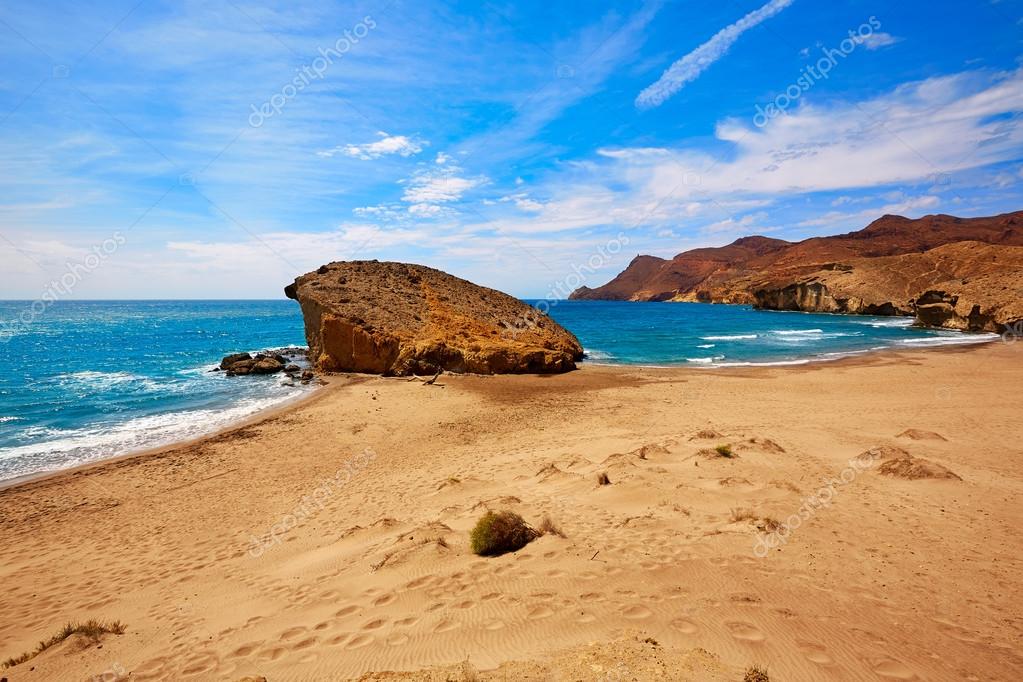 Charming saint Round down Almeria Playa del Monsul beach at Cabo de Gata Stock Photo by ©lunamarina  74255577