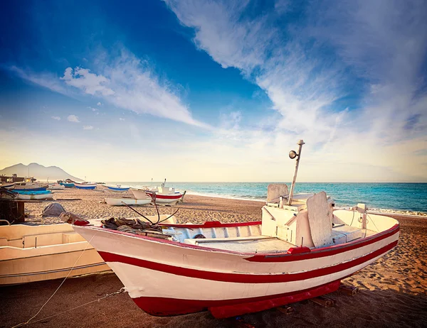 Almeria Cabo de Gata Barcos de praia de San Miguel — Fotografia de Stock