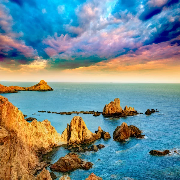 Almeria Cabo de Gata las Sirenas tramonto — Foto Stock