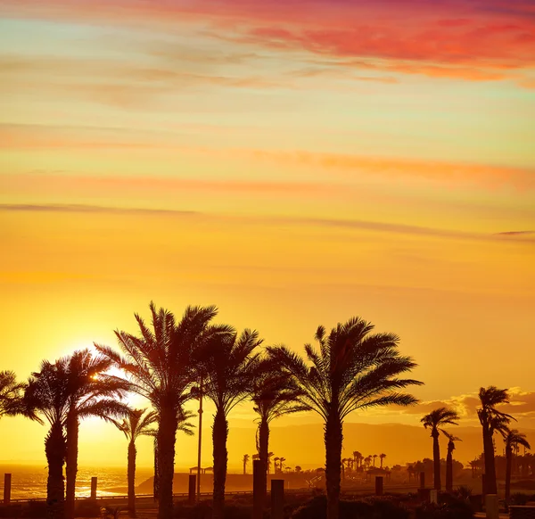 Atardecer en Almería Cabo de Gata en la playa de Retamar — Foto de Stock