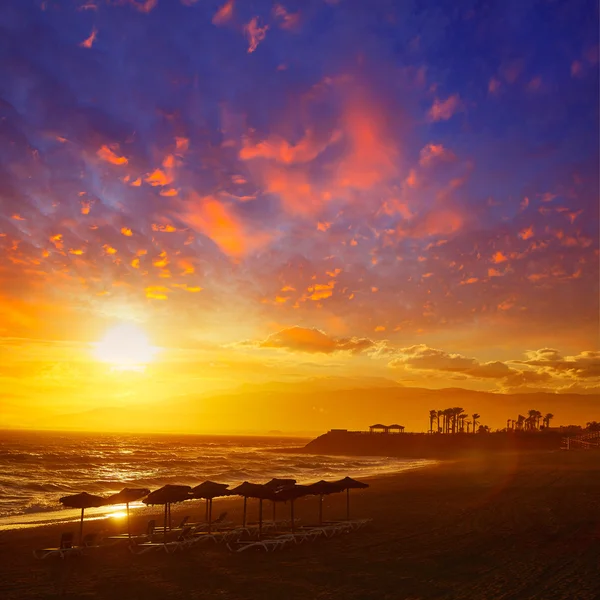 Almeria Cabo de Gata zonsondergang in Retamar strand — Stockfoto