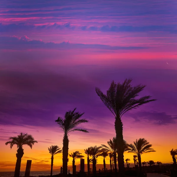 Almeria Cabo de Gata pôr do sol na praia de Retamar — Fotografia de Stock