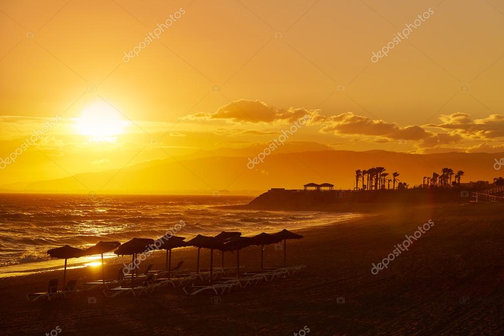 Almeria Cabo De Gata Sunset In Retamar Beach Stock Photo