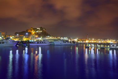 Denia bağlantı noktası günbatımı Marina alicante İspanya