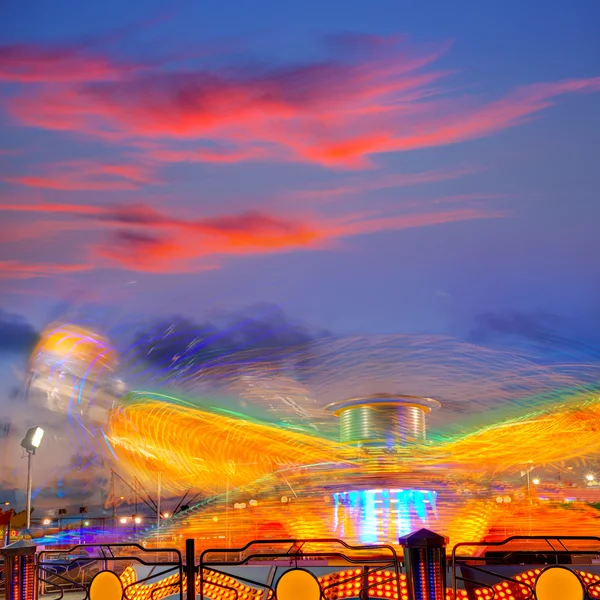 Denia in Alicante sunset with fairground — Stock Photo, Image