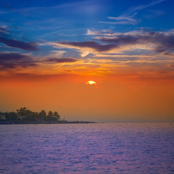 Denia beach solnedgång Medelhavet alicante Spanien — Stockfoto