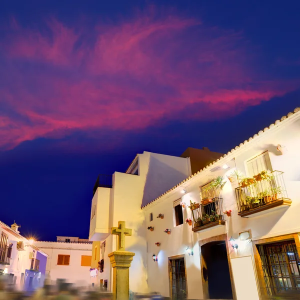 Denia régi falu sunset alkonyatkor, alicante, Spanyolország — Stock Fotó