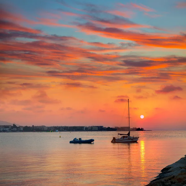 Denia praia pôr-do-sol Mediterrâneo Alicante Espanha — Fotografia de Stock